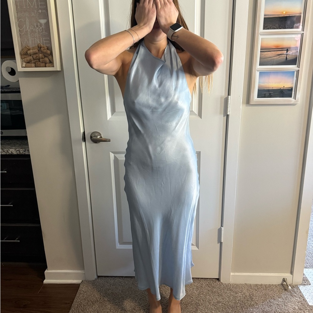 Anthropologie Light Blue Backless Dress